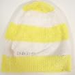 Bebe Hat Baby Fur Stripe Yellow White Knit Ski Winter Hat