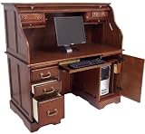 Cherry Roll Top Computer Desk