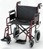 NOVA 332 Lightweight Transport Chair with Detachable Arms, Hand Brakes and 12 Rear Wheels, 22, Blue