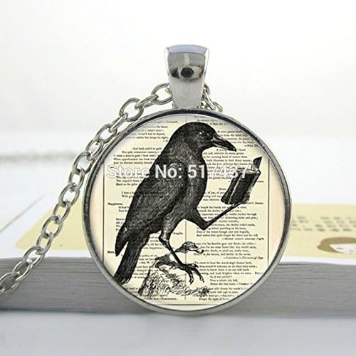 Pretty Lee Raven Pendant Raven Necklace Crow Necklacehot Glass Dome Jewelryglass Cabochon Dome Pendant Necklacebird Jewelry