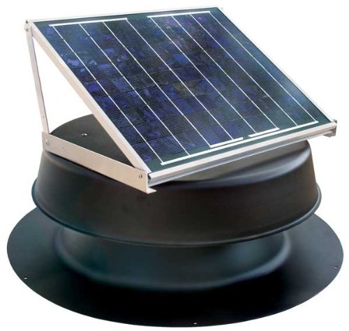 Solar Attic Fan - 20 Watt Black Solar Attic Fan with Thermal Switch Thermostat - Natural Light