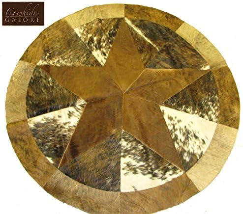 60" Round Single Star Cowhide Area Rug