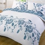 Kensington Teal & White Floral Super King Size Duvet Quilt Cover Bedding Set