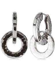 ELLE Jewelry Hammered Dangle Sterling Silver Hoop Earrings
