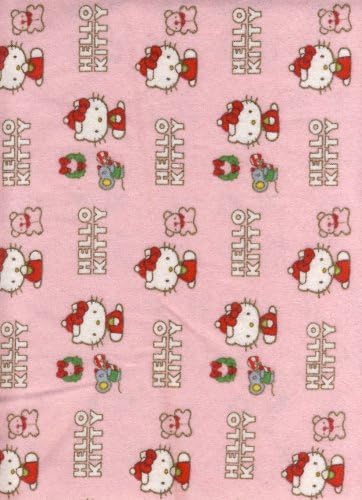 Cotton Flannel Fabric By the Yard - Hello Kitty Christmas on Pink Background - 41 Inches Wide