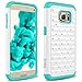 Galaxy S7 Case, RANZ® Turquoise/ White Spot Diamond Studded Bling Crystal Rhinestone Dual Layer Hybrid Cover Silicone Rubber Skin Hard Case For Samsung Galaxy S7