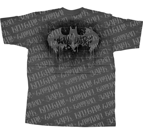 BATMAN "BATMAN LIVES" Licensed Charcoal Gray Cotton Tee