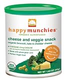 Happy Munchies Baked Organic Cheese & Grain Snack, Organic Broccoli, Kale & Cheddar Cheese, 1.63-Ounce Canisters (Pack of 6)