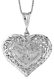 Sterling Silver 1 3/16 in. (30mm) Tall Large Filigree Heart Pendant