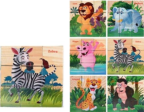 Smatoy factory wood 9 Cube Puzzle 5.9"x5.1"x1.38" (Cube 1.38") 6 picture kids educational toy