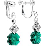 Irish Celtic Crystal Clover Clip On Earrings
