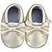 Unique Baby 100% Genuine Leather Bow Moccasins Anti-Slip Tassels Prewalker Toddler Shoes (XS (4.5 inches), Gold)