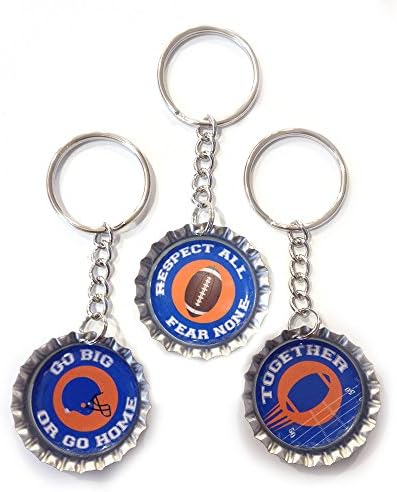 Football Fan - Blue and Orange School Colors - Set of 3 Keychains