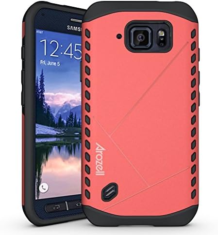Arozell Case for Galaxy S6 Active - Aegis Armor Hybrid Design with Maximum Scratch and Impact Protection for S6 Active Phone - Rose Red