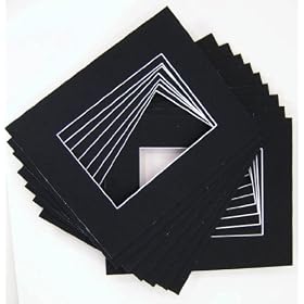 Click here to buy 50 Pcs of 8x10 Picture Mats Mattes Matting for 5x7 Photo + Backing + Bags, Black color.