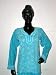 Cyan Tunic Yoga Cotton Kurti Clothing of India Casual Summer Dresses Chikan Embroidery Size M Christmas Sale