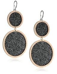 Rebecca "Half Moon" Rose Gold Over Bronze Graphite Drop Earrings