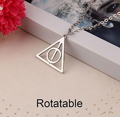 BST Harry Potter Luna Lovegood Resurrection Stone Rotatable Alloy Movie Pendant Necklace(1 Pc)