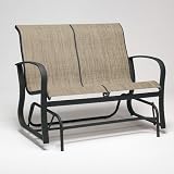 Fremont Sling Gliding Loveseat Finish: Hammered White, Fabric: Natural Wicker