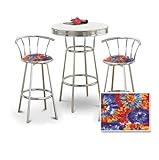 Chrome Bar Table & 2 Chrome 29" Tie Dye Fabric Seat Barstools