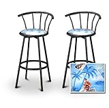 2 Elvis Fabric Black 29" Swivel Barstools