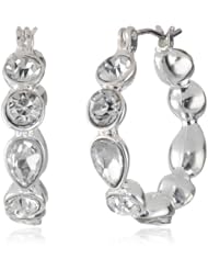 Nine West "Pretty Crystal Thing" Silver-Tone Crystal Hoop Earrings