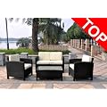 Kunstfaser Sitzgruppe Sunny schwarz Polyrattan Rattan 2 Sessel + 2er-Bank + Tisch Gartenm�bel Kunstgeflecht NEU Wintergarten Loungem�bel
