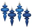8ct Lavish Blue 4-Finish Regal Shatterproof Finial Christmas Ornaments 4"