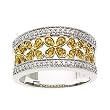 14K Two-Tone Gold Natural Yellow and White Diamond Ring/Band - 0.37 Ct.