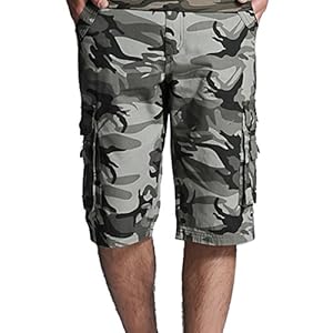 Aubig Vintage Military Cargo Combat Mens Work Trousers Camouflage Camo Shorts Army Woodland Asian Size XXL