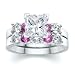 2.92 CT RADIANT DIAMOND W ROUND PINK SAPPHIRE RING SET