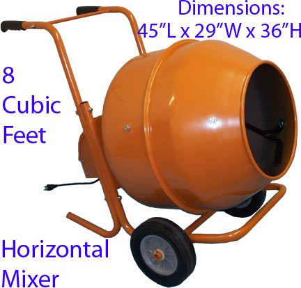 8 CU FT Wheel Barrow Portable Cement Concrete Mixer