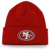 SAN FRANCISCO 49ERS Cuffed Knit Beanie Hat Winter Ski Cap in 49ers RED w/Embroidered Team Logo