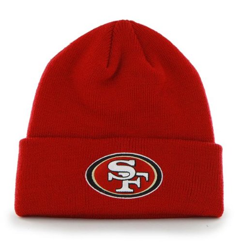 SAN FRANCISCO 49ERS Cuffed Knit Beanie Hat Winter Ski Cap in 49ers RED w/Embroidered Team Logo