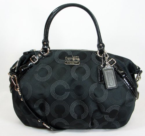 Coach Large Madison Signature Op Art Convertiable Satchel Bag Purse Tote 15957 Black