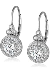 Platinum or Gold-Plated Sterling Silver Swarovski Zirconia Antique Earrings (3.5 cttw)