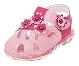 C-Princess可愛い ベビー 女の子 シューズ サンダル 子供靴 つま先保護 お花モチーフ マジックテープ 履きやすい お散歩 お出かけ (13.3cm, Bピンク)