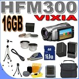 Canon VIXIA HF M300 HD Dual Flash Memory Camcorder w/15x Optical Zoom BigVALUEInc Accessory Saver 16GB BP819 Battery/Charger Filter/Lens HD Bundle