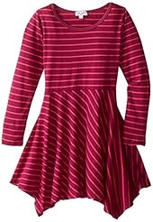 Girls A-line Cotton/Denim Striped Print  Dress