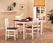 5 Pc. Set Cherry & Cream White Finish Solid Pine Wood Dinette Set Table and 4 Chairs