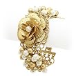 Gold and Beaded Flower Multi-chain Bracelet Fashion Jewelry