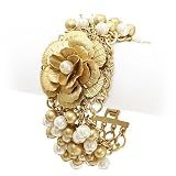 Gold and Beaded Flower Multi-chain Bracelet Fashion Jewelry