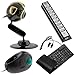 GTMax 5MP USB Webcam with Microphone/Snapshot/4 LED Light/Stand (Outman) - Metal Finish + Black USB Handheld Trackball Finger Mouse + Black USB/PS2 Flexible Silicone Keyboard + Black 10 Port High Speed USB Hub For Laptop/Desktop