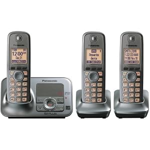 Panasonic KX-TG4133M DECT 6.0 Cordless Phone with Answering System, Metallic Gray, 3 Handsets