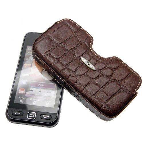 Samsung GT S5230 Star Seiten Etui Leder Tasche Hardcase Original Suncase Produkt (Braun-Croco)