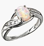 Avon Sterling Silver Created Opal Ring in Gift Box Size 7