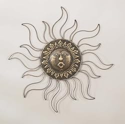 30" Sun Face Brass Wall Sculpture
