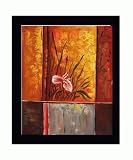 Art Reproduction Oil Painting - Floral: Infused Geometry (Iris) with New Age Wood Frame - Black Finish - 24.75