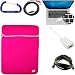 Bundle Set: Apple MacBook Pro / MacBook Air 13.3 Inch Black / Pink Laptop Carrying Case Reversible Sleeve, Keyboard Silicone Skin Cover, Mini DisplayPort Male to HDMI Female Adapter, HDMI Male to Male 6 Feet Extension Cable, 3.5mm to RCA Auxilliary Stereo Cable, and a Free Carabiner Key Chain