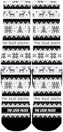 The Loud Packs Mens Graphic Custom Holiday Socks Ugly Sweater Black Medium Multicoloured